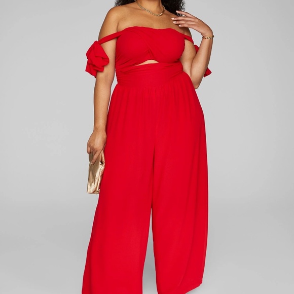 Fashion to Figure Off Shoulder Chiffon Jumpsuit NWT Size 1X - Picture 1 of 7